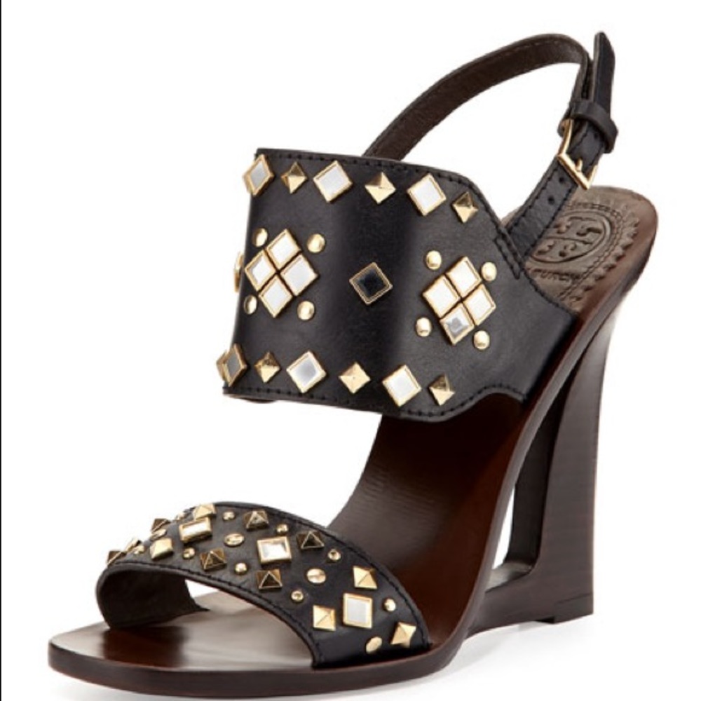 Tory Burch Kingsbridge Studded Open-Wedge Sandal